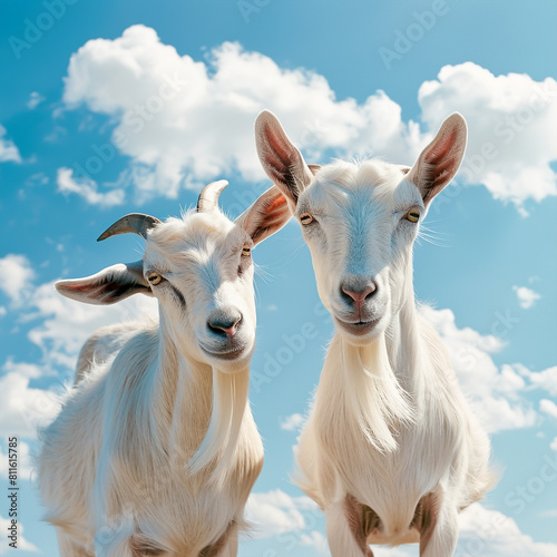 Special Eid ul Adha with goats against a sky blue background adorned with clean clouds