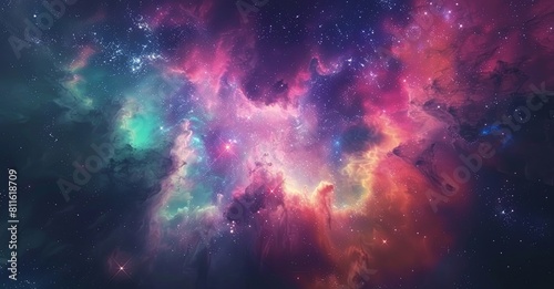 amazing nebula with stars and galaxies, nebulous clouds, cosmic background