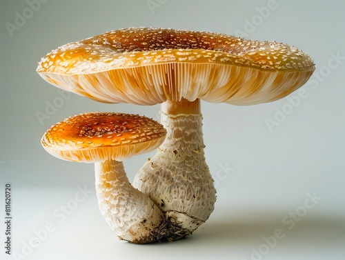 A mushroom with two white caps on top of each other.