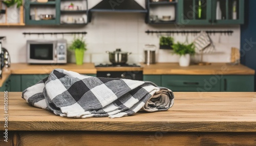 Farmhouse Flair: Checkered Towel on Kitchen Table