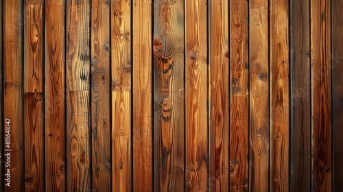 Smooth processed brown wooden planks arranged vertically Background of wooden texture