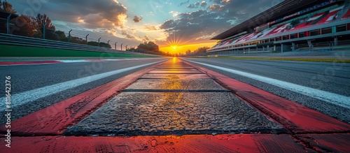 Dramatic Sunset Over Race Track with Vibrant Skies and Textured Asphalt
