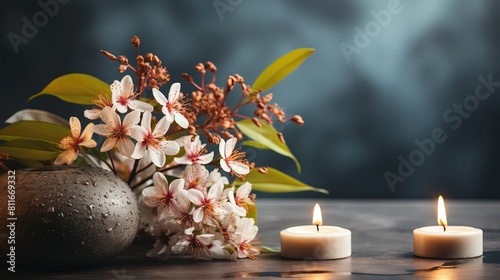 still life with candle and flowers
