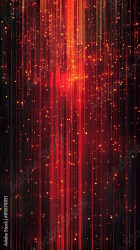 A columnar display of glowing red and orange plexus lines streaming vertically down a black background, perfect for displays with text placement at the bottom for maximum impact