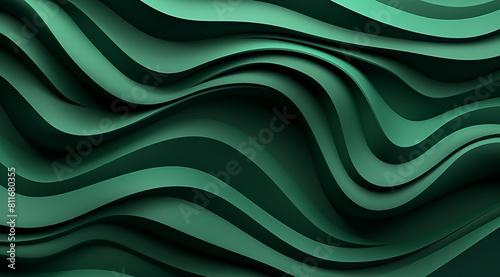 Green flowing waves with a smooth, silky texture create an abstract design for wallpapers or backgrounds