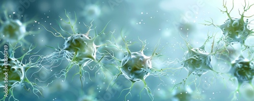 3D illustration of neurons. Brain cells transmitting electrical and chemical signals.