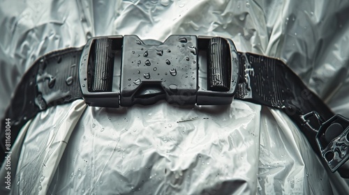 Buckle with white tarpaulin made of waterproof material