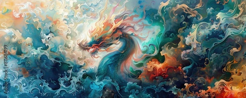Imagine an eye-level angle capturing mythical creatures in mesmerizing underwater worlds using vibrant watercolor strokes and intricate details