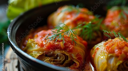 Cabbage Rolls with Tomato Sauce and Dill