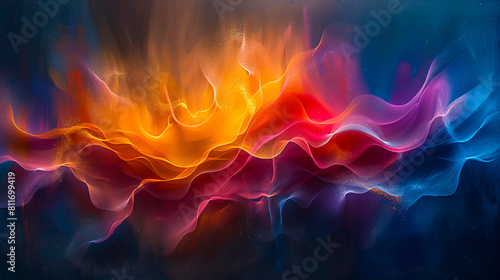 Abstract painting of a colorful flame.