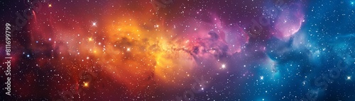 Amazing space background with bright shining stars and colorful nebula.