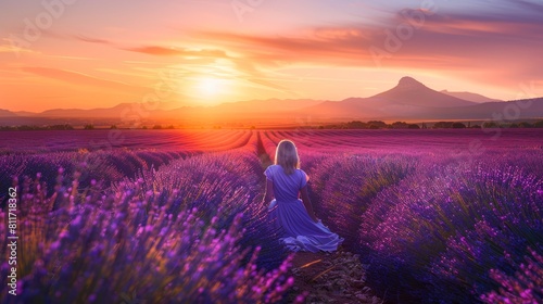 Picturesque lavender fields in provence, valensole, france popular sunset photography spot