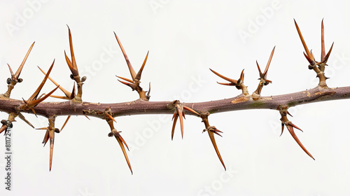 Spines of acacia isolated on white background