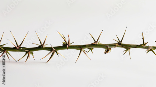 Spines of acacia isolated on white background