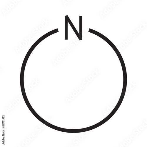Architectural north arrow and compass outline vector