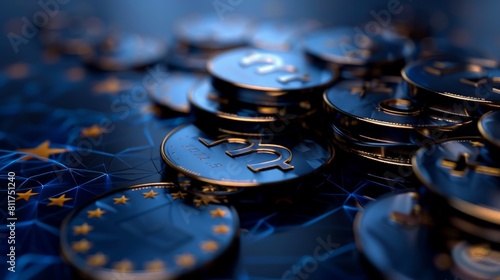 A pile of shiny gold coins with the pound symbol on a blue background.