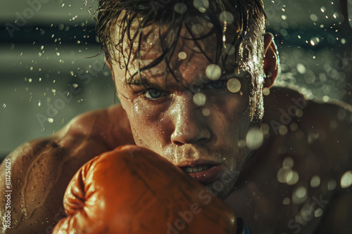 A boxer getting punched in the face.