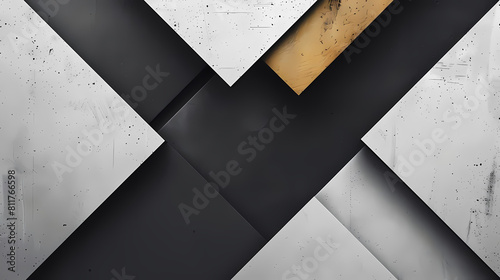 minimalist composition with intersecting geometric shapes, featuring a white and black paper as the main focus