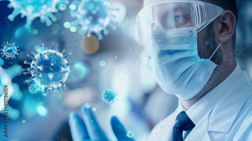 Doctor with mask showing Immunity Booster concept in lab