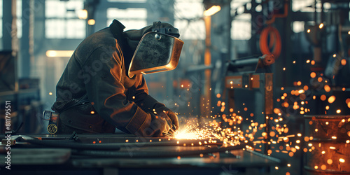 Sparks fly as a skilled welder crafts metal with precision and focus