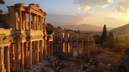 Wandering the ancient streets of Ephesus Turkey exploring well-preserved ruins that offer insights into Roman and Byzantine civilizations with the Libr