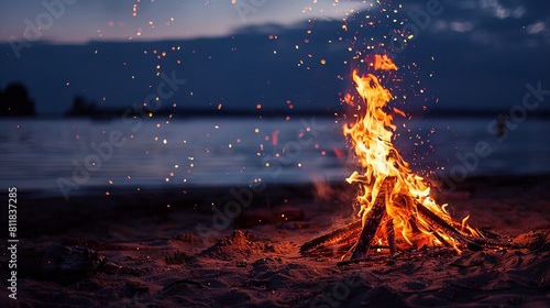 A bonfire next to the sea