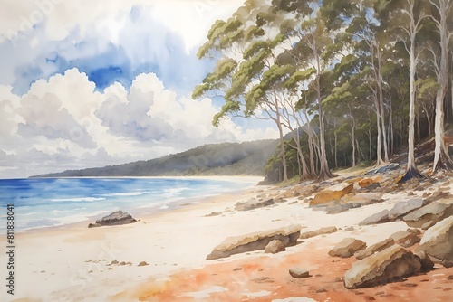 Fraser Island Australia Country Landscape Illustration Art