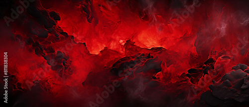 Eerie Volcanic Landscape with Intense Red Hues