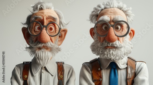 Portrait of funny old man with funny eyeglasses and white beard