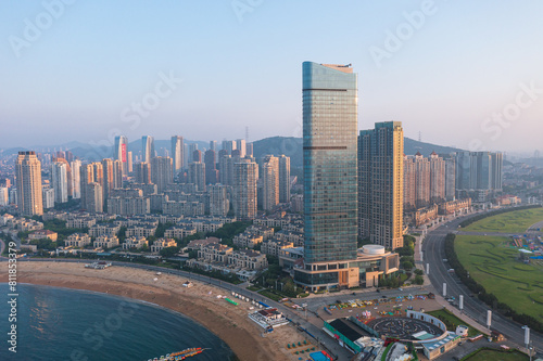 Aerial photography of Dalian Xinghai Square and surrounding buildings