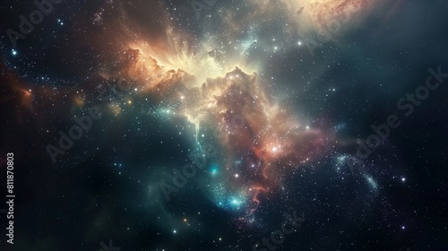 Cosmic clouds bursting with color in a breathtaking celestial scene. Cosmic space background 