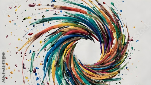A whirlwind of paintbrush strokes creating a colorful vortex