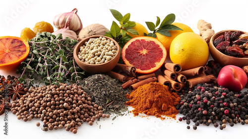 Herbs spices and fruit used in herbal medicine