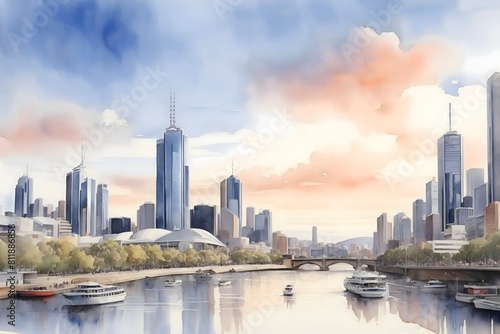 Melbourne Australia Country Landscape Illustration Art