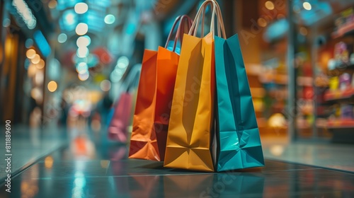 group of colorful shopping bags. Generative AI