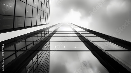 city skyscraper in black and white