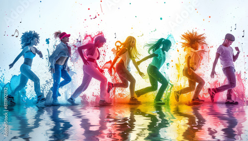 Energetic Silhouettes of Hip Hop Dancers with a Colorful Background
