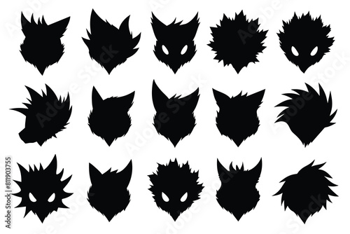 Set of anime emotion effect. Hand drawn texture and fur lines. Line movement vector element