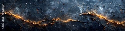 Dramatic Fiery Black Marble Texture Background with Swirling Charred Patterns and Glowing Embers