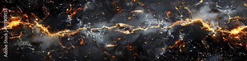 Mesmerizing Marble Textures:Dramatic Black Stone Backdrop with Fiery Streaks and Organic Patterns