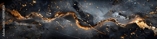 Captivating Black Marble Texture with Golden Veins Backdrop for Premium Designs and Advertisements