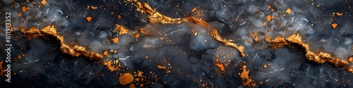Dramatic Dark Marble Texture Background with Striking Black and Orange Veins Showcasing a Luxurious,Elegant and Sophisticated Premium Natural Material