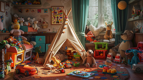 Enchanted Play Haven: Teepee Delight in a Kaleidoscope of Childhood Dreams