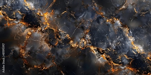 Dramatic Black and Gold Marble Texture with Mesmerizing Fractal Patterns and Organic Erosion Effects