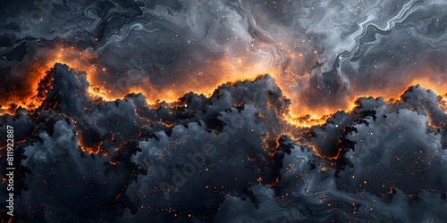 Raging Inferno - Dramatic Firestorm Consumes Turbulent Swirling Clouds in Scorching Apocalyptic Landscape