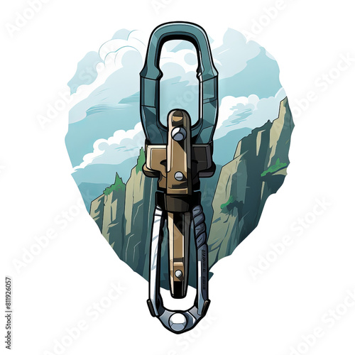 Carabiner - a metal loop with a spring-loaded gate, used to connect ropes or chains.