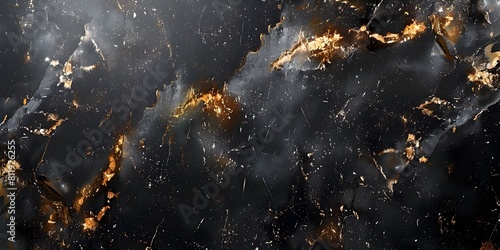 Dramatic and Luxurious Black Marble Textured Background with Grungy,Cracked,and Swirling Pattern
