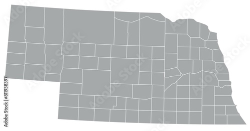 Map of the US states with districts. Map of the U.S. state of Nebraska