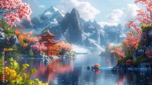 Cartoon-inspired scenes of dragons and pagodas sprang to life in Mei's vibrant Chinese-style fantasy world,