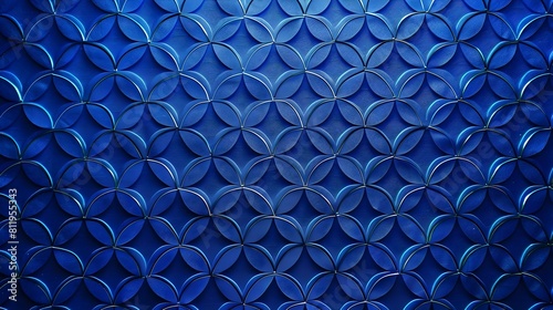 Vibrant Blue Geometric Pattern Fabric Print with Autostereogram Effect